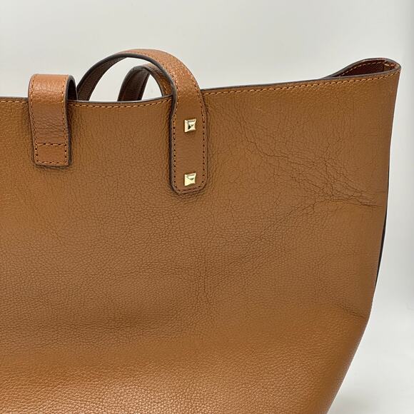 Michael Kors Karson Camel Brown Pebbled Leather Carry All Tote Bag Luggage Large - Picture 7 of 16
